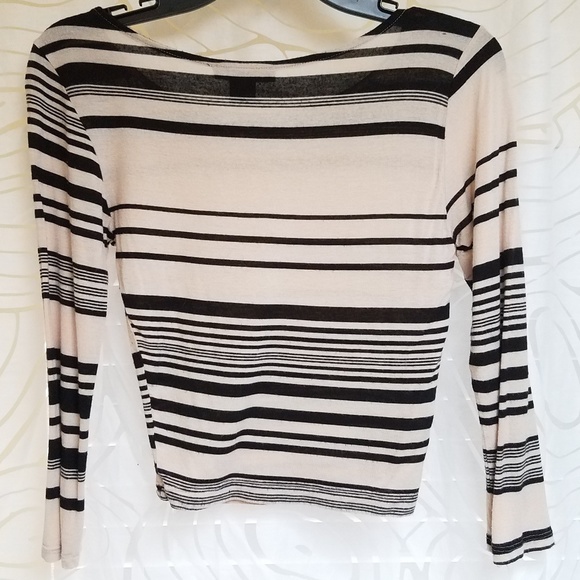 EUC Stripes Long Sleeve Crop Top Shirt - Picture 2 of 3